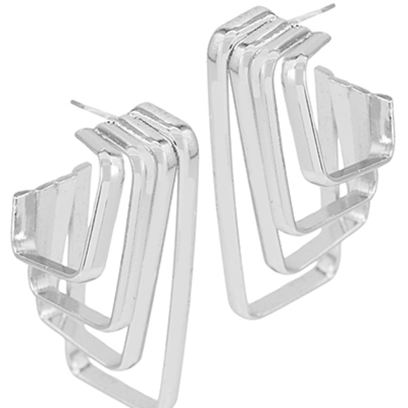 Layered Square Hoops - Picture 2 of 2